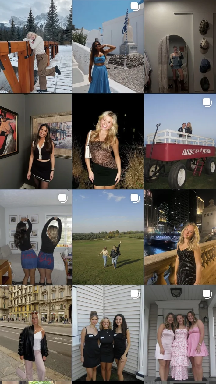 Gamma Phi Beta Instagram photo grid from the period when Audrey contributed to the chapter's social media